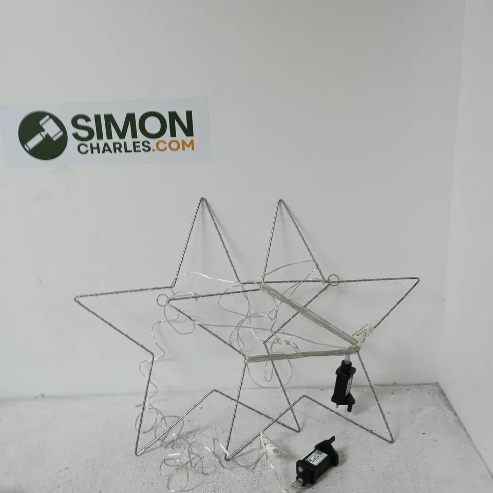 2 X STAR-SHAPED WIRE LED LIGHT DECORATION