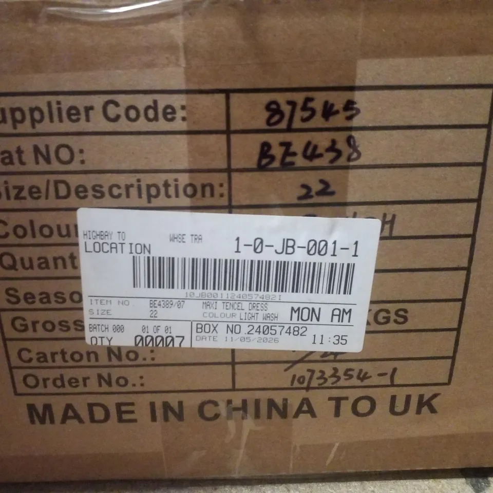 BOXED CONTAINING APPROXIMATELY 7 BRAND NEW SIMPLY BE LIGHT WASH BLUE HALTER TIERED MAXI TENCEL DRESS - SIZE 22