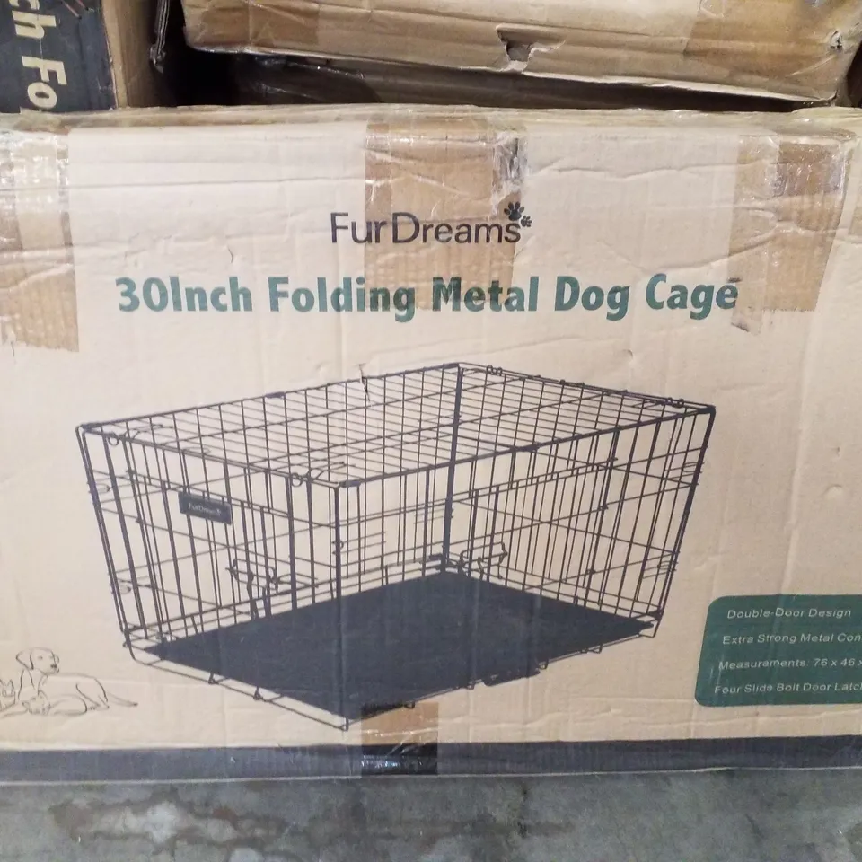 BOXED FURDREAMS 30" FOLDING METAL DOG CAGE