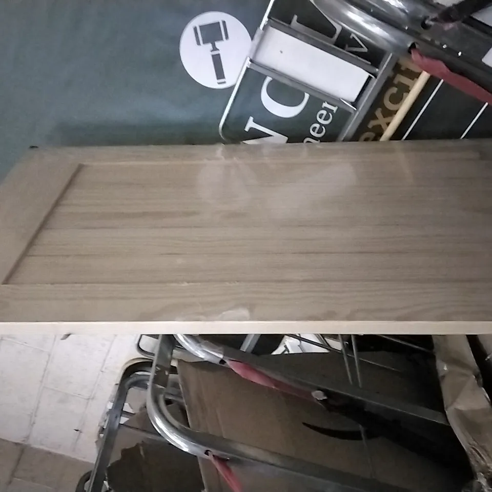 CAGE OF ASSORTED ITEMS INCLUDING INTERNAL DOOR, SIDETABLE PARTS