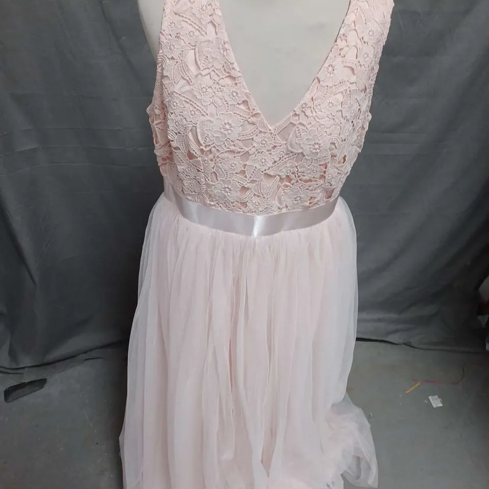 COAST CROCHET LACE 2 IN 1 BRIDESMAIDS MAXI DRESS IN BLUSH SIZE 14