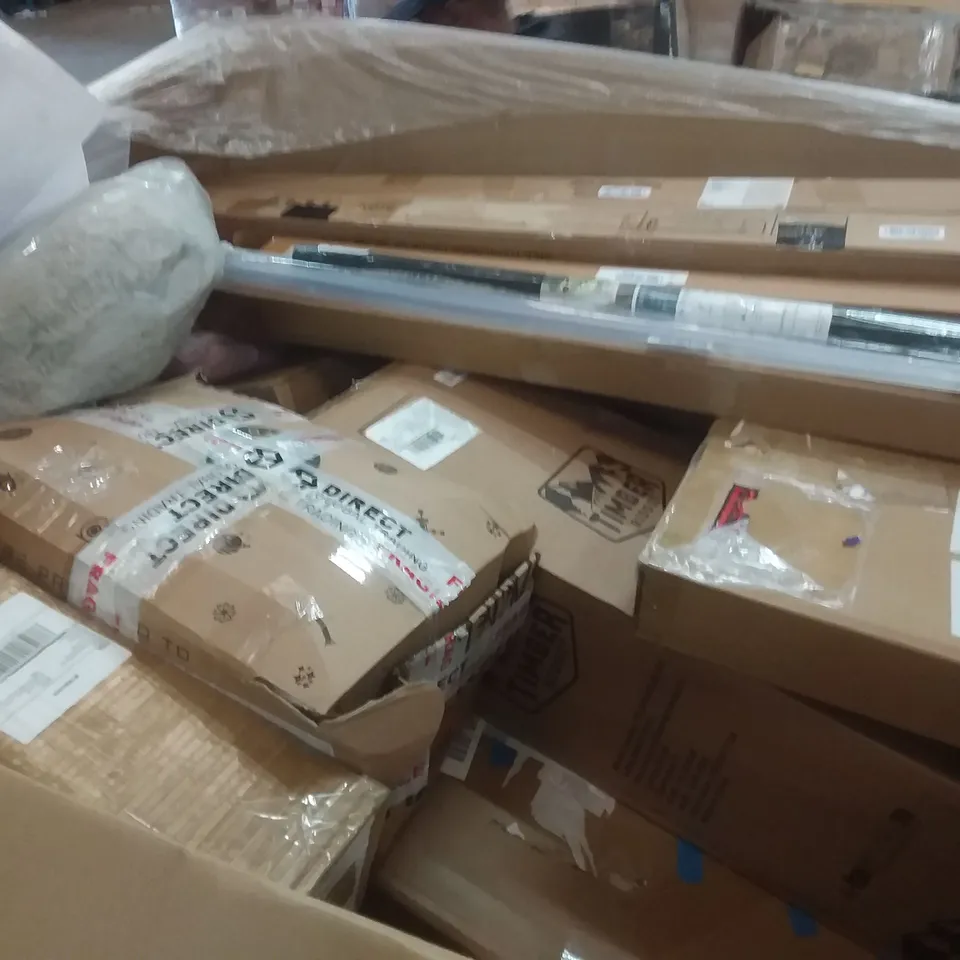 PALLET OF ASSORTED ITEMS INCLUDING INSTANT VORTEX PLUS AIR FRYER, LED CEILING LIGHT, MERRIMEN BUBBLE WRAP ROLL, HOMIDEC SIDE TABLE, SINGLE POLE TELESCOPIC CLOTHES RACK, MULITIFUN PROJECTOR SCREEN 