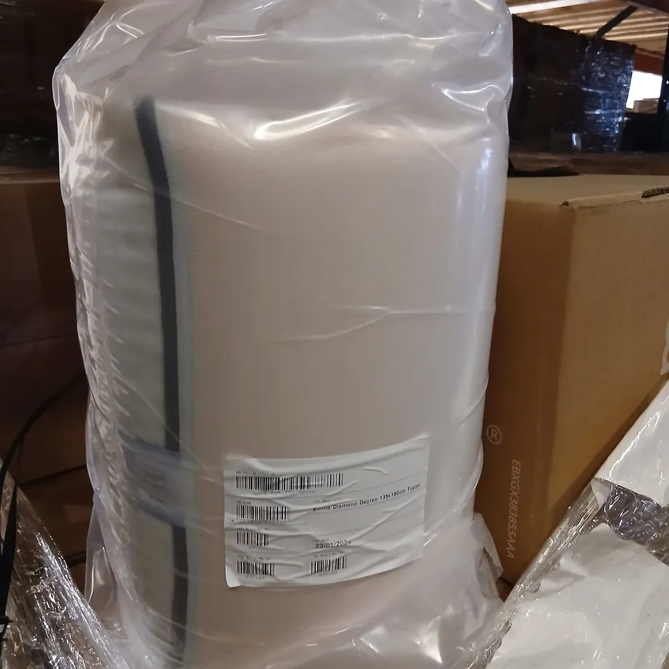 BOXED BAGGED ROLLED EMMA DIAMOND DEGREE 135 X 190CM MATTRESS TOPPER