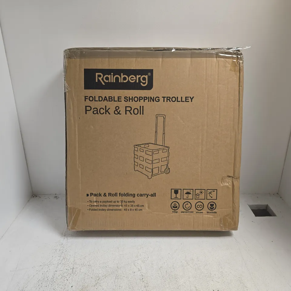 RAINBERG FOLDABLE SHOPPING TROLLEY – PACK & ROLL (BOXED)
