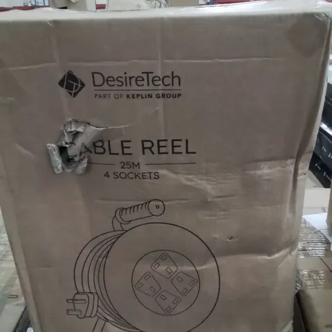 BOXED DESIRETECH 25m 4 SOCKET CABLE REEL