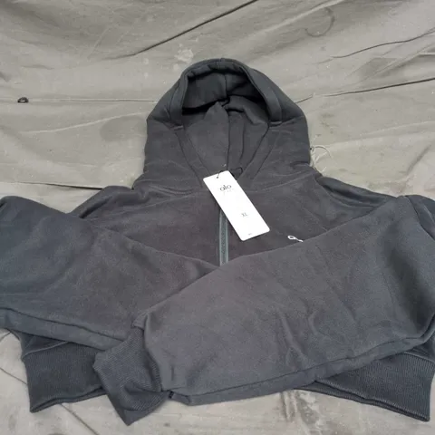 ALO YOGA CEOPPED ZIP UP HOODIE – DARK GREY – XL