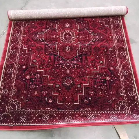 DUBAI MACHINE WOVEN AREA RECTANGULAR RED RUG