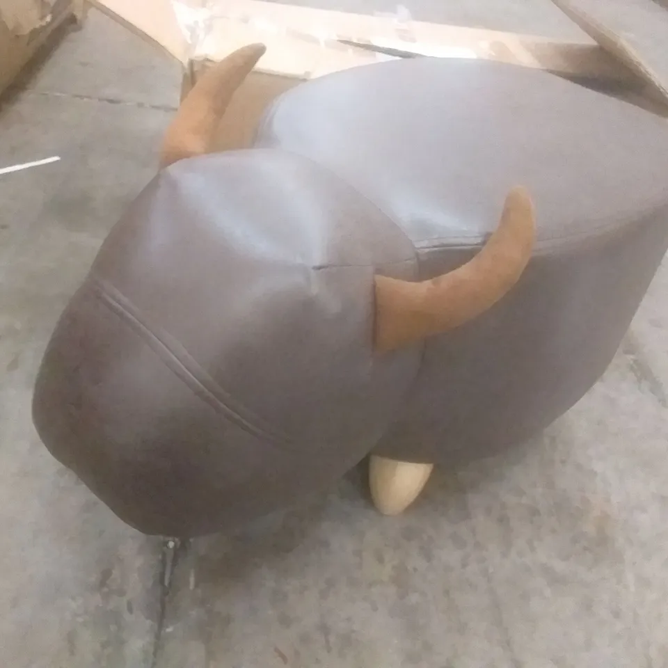 BOXED CHILDREN'S BROWN BULL OTTOMAN
