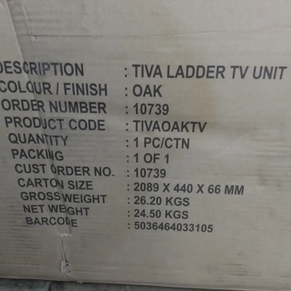BOXED TIVA LADDER TV UNIT - OAK EFFECT (1 BOX)
