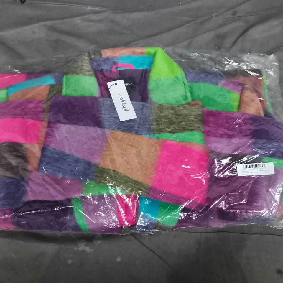 BAGGED NASTY GIRL MULTI CHECK SINGLE BREASTED TAILORED COAT IN MULTI - SIZE 8