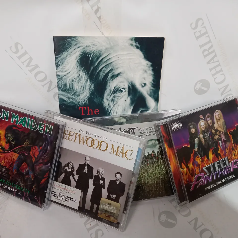 BOX OF APPROXIMATELY 20 ASSORTED HOUSEHOLD ITEMS TO INCLUDE IRON MAIDEN FROM FEAR TO ETERNITY CD, THE WOLRD AS I SEE IT BOOK BY ALBERT EINSTEIN, THE VERY BEST OF FLEETWOOD MAC CD, ETC