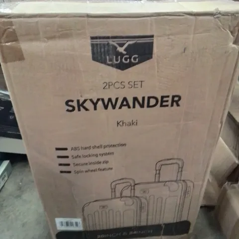 BOXED 2PCS SET SKYWANDER HARD SHELL LUGGAGE CASES IN KHAKI 