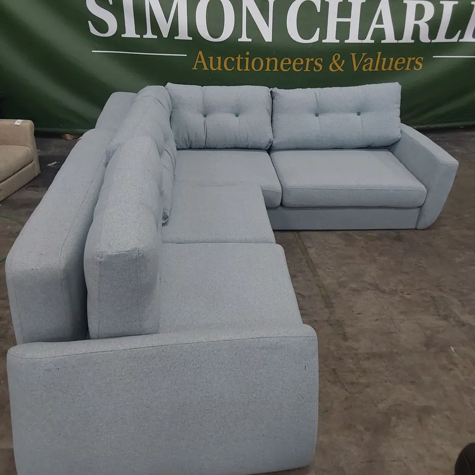 DESIGNER CORNER GROUP WITH FOLD OUR BED DUCK EGG BLUE FABRIC 