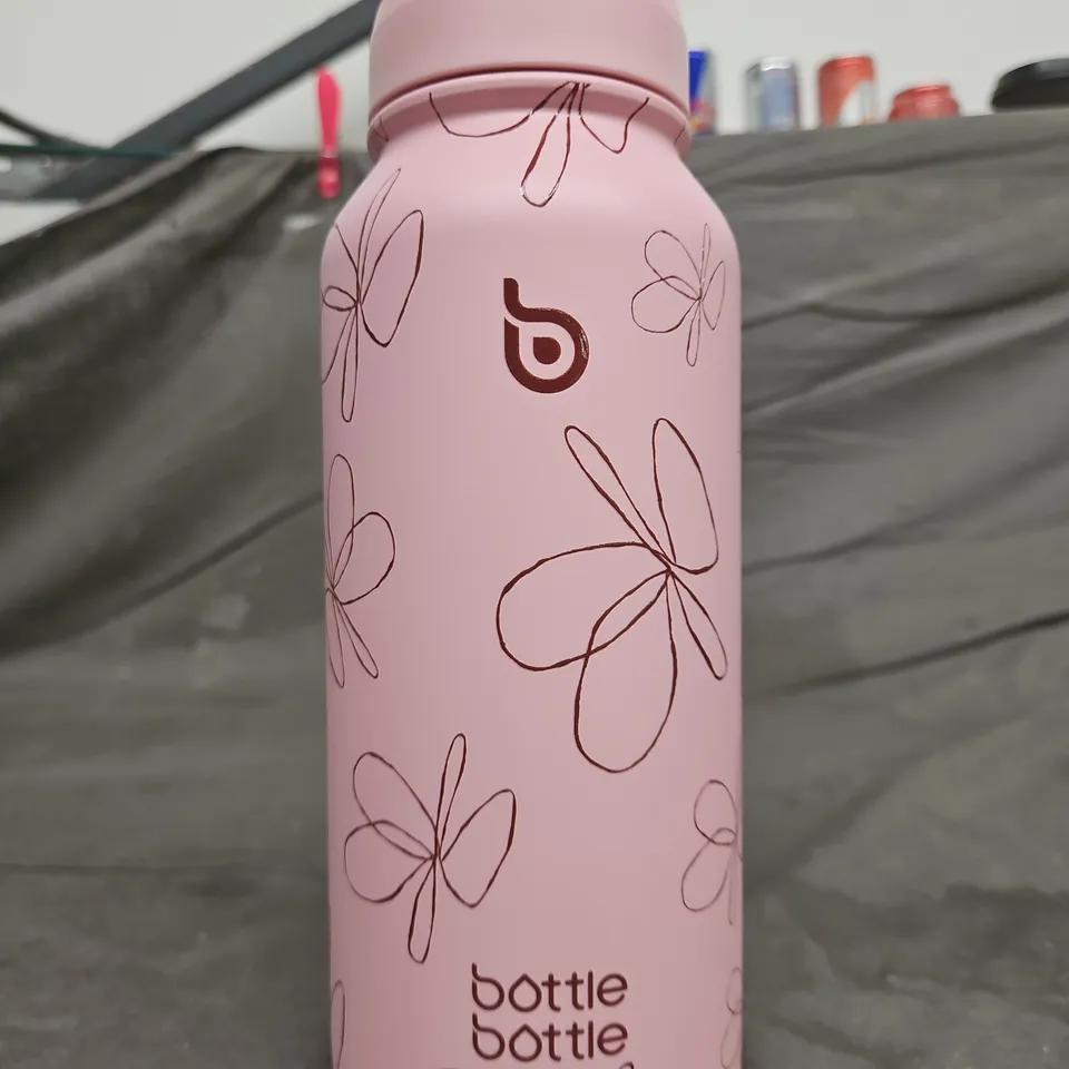 BOTTLE BOTTLE PINK WATER BOTTLE WITH BUTTERFLY PRINT