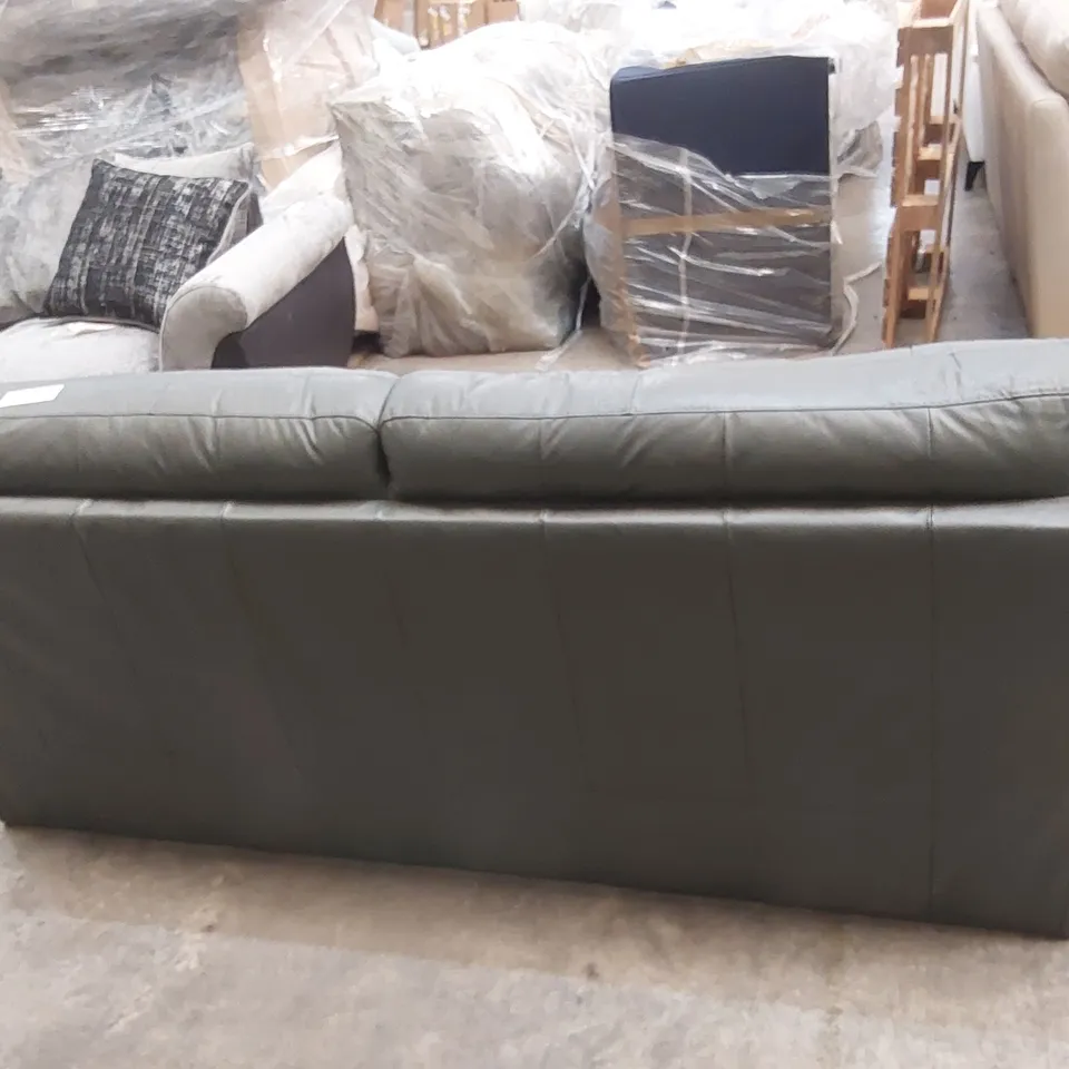 AMBROSE LEATHER 3 SEATER SOFA - ELEPHANT GREY 