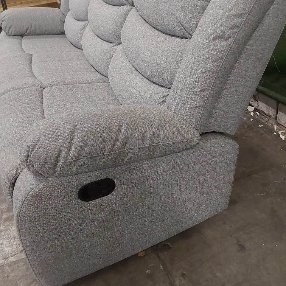SORRENTO 3-SEATER LIGHT GREY FABRIC UPHOLSTERED MANUAL RECLINER SOFA