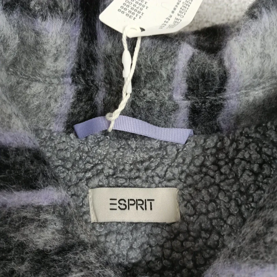 ESPRIT PLAID WOOL-BLEND COAT – GREY/LILAC PLAID, WOMEN’S