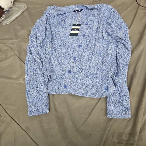 PRETWIST CABLE CARDIGAN – BLUES, WOMEN'S KNITWEAR, SIZE 14