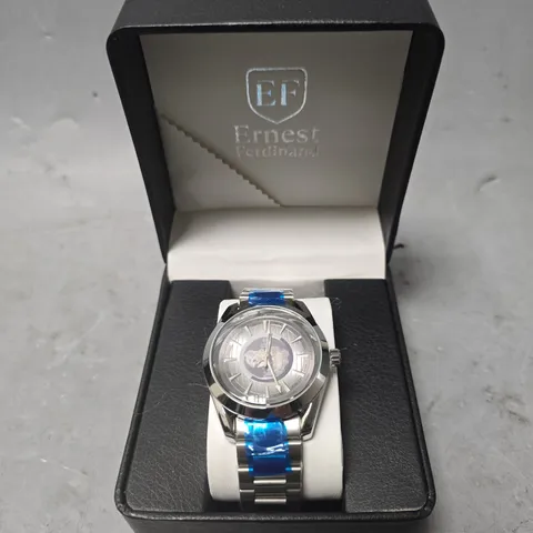 MENS ERNEST FERDINAND WATCH – GLOBAL DIAL – STAINLESS STEEL STRAP
