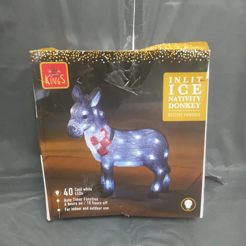 BOXED THREE KINGS INLIT ICE NATIVITY DONKEY RRP £25.99