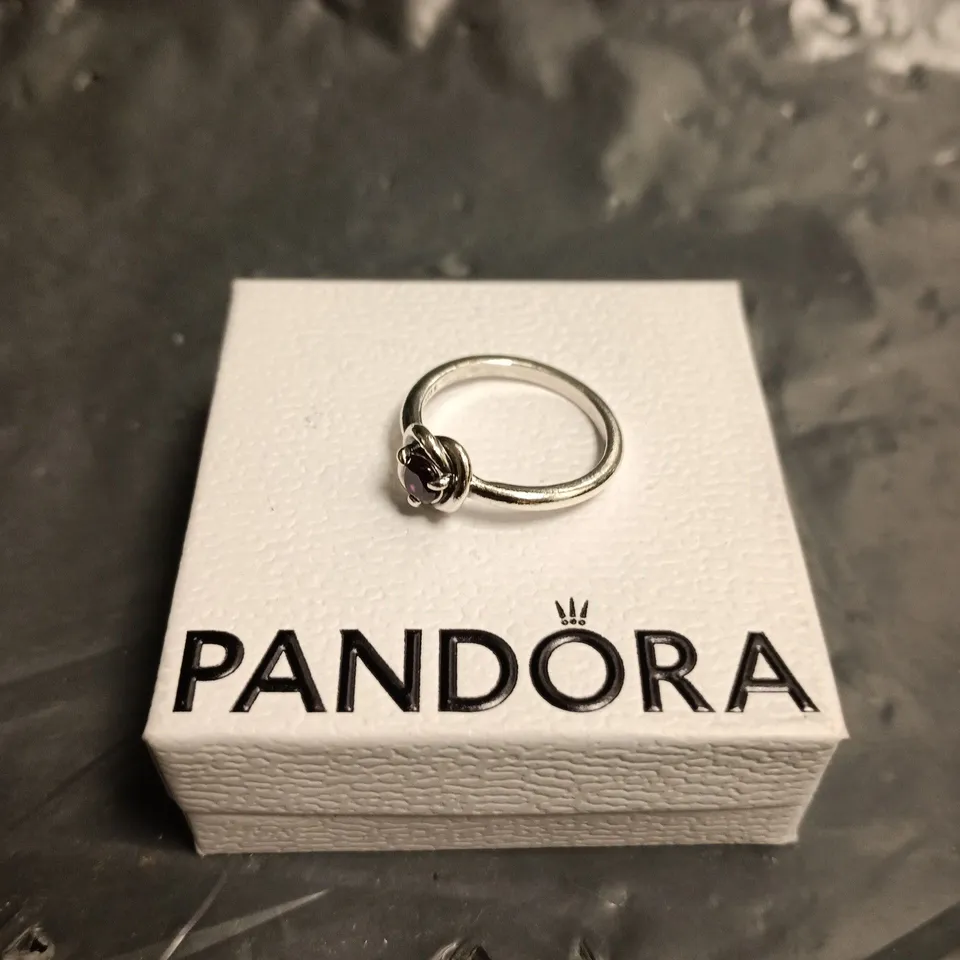 PANDORA SILVER FEBRUARY BIRTHSTONE ETERNITY CIRCLE RING