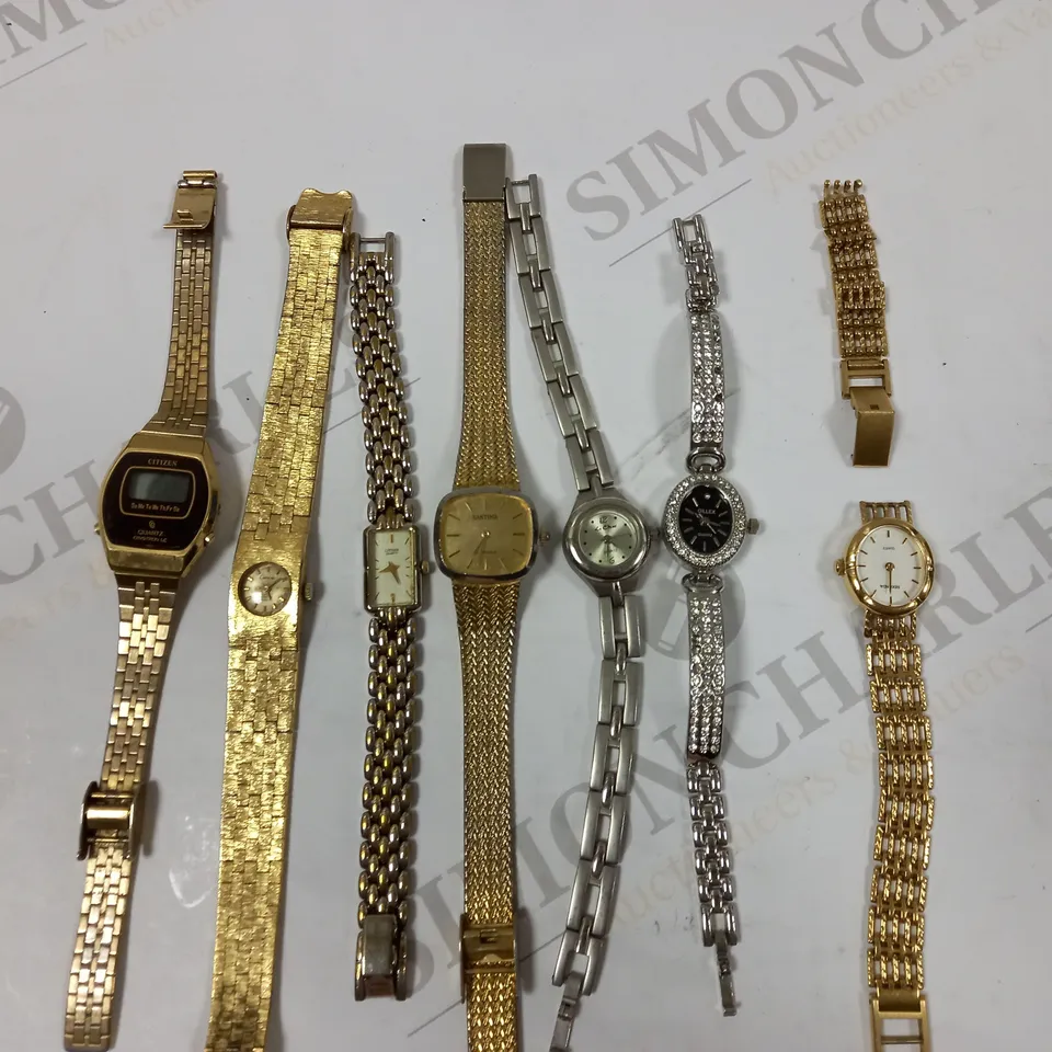 BOX OF 7 ASSORTED DRESS WATCHES IN VARYING BRANDS TO INCLUDE SEKONDA, GILLEX, SANTIMA ETC