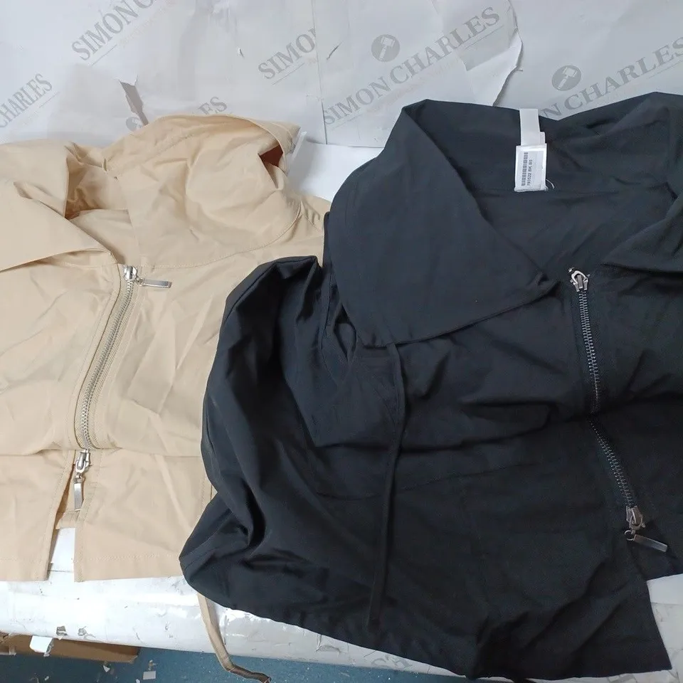 APPROXIMATELY 10 CLOTHING INCLUDING: SLEEVELESS BLOUSES, VELVET SHIRTS BY MICHELE HOPE, WATERPROOF SLEEVELESS JACKET BY WYNNE LAYERS (ALL OF DIFFERENT SIZES)