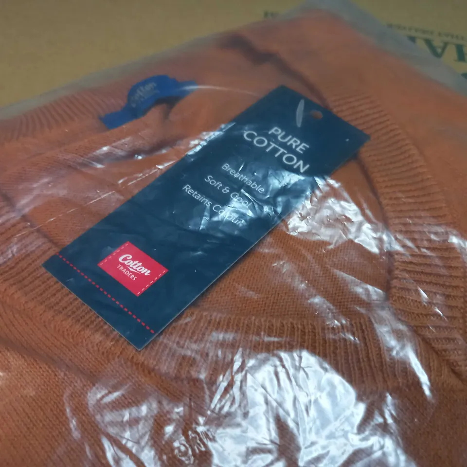 PACKAGAED COTTON TRADERS COPPER COTTON V NECK JUMPER - 4XL
