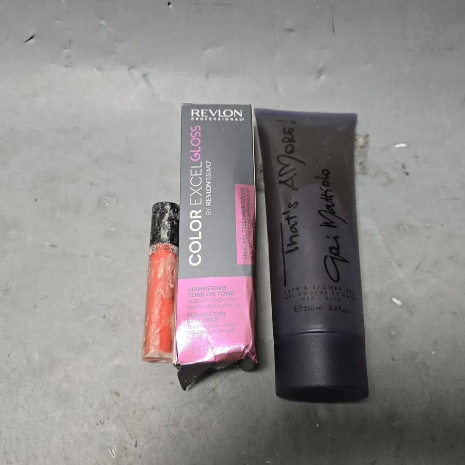 BOX OF APPROXIMATELY 80 ASSORTED HEALTH & BEAUTY ITEMS TO INCLUDE - REVLON COLOR EXCEL GLOSS , GAI MATTIOLO THAT'S AMORE SHOWER GEL 250ML WOMEN, REVLON LIP GLOSS 243 ETC