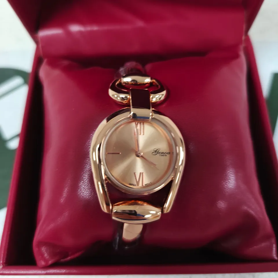 GENEVA ROSE GOLD-TONE LADIES' WRISTWATCH IN PINK PRESENTATION BOX