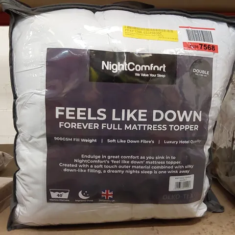 BAGGED NIGHTCOMFORT MICROFIBER MATTRESS TOPPER - 900GSM FILL WEIGHT - 135 x 190CM (1 ITEM)