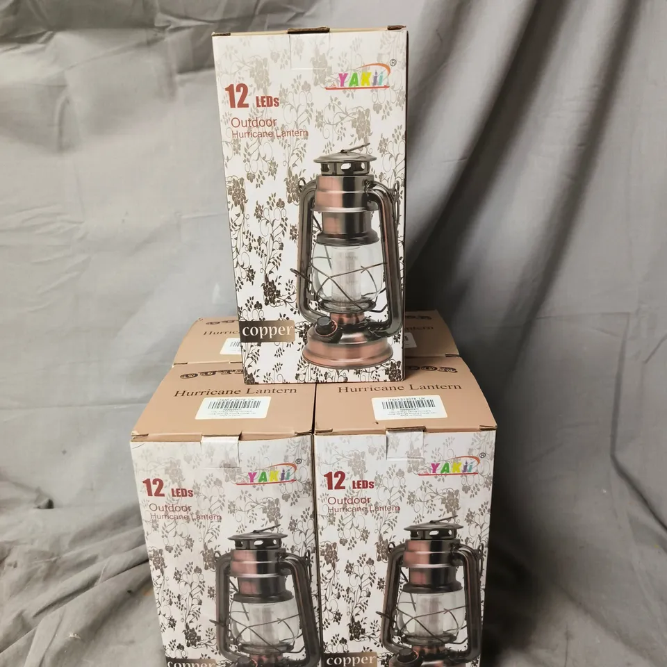 LOT OF 5 OUTDOOR VINTAGE STYLE LED HURRICANE LANTERNS