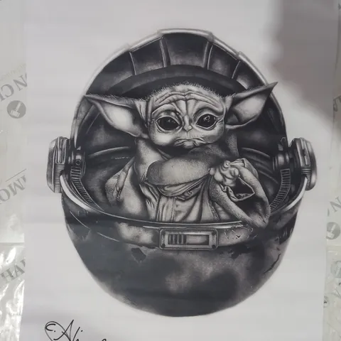 SIGNED STAR WARS MANDOLORIAN GROGU BABY YODA PRINT