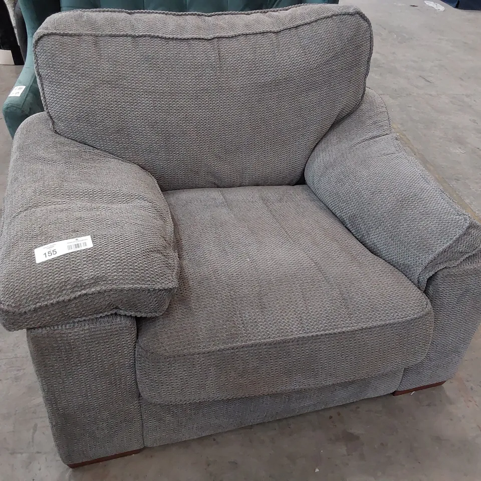 DESIGNER AYLESBURY EASY CHAIR GREY FABRIC 