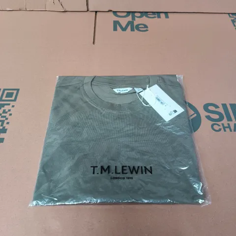 TM LEWIN ORGANIC COTTON CREWNECK T-SHIRT – KHAKI, UK M
