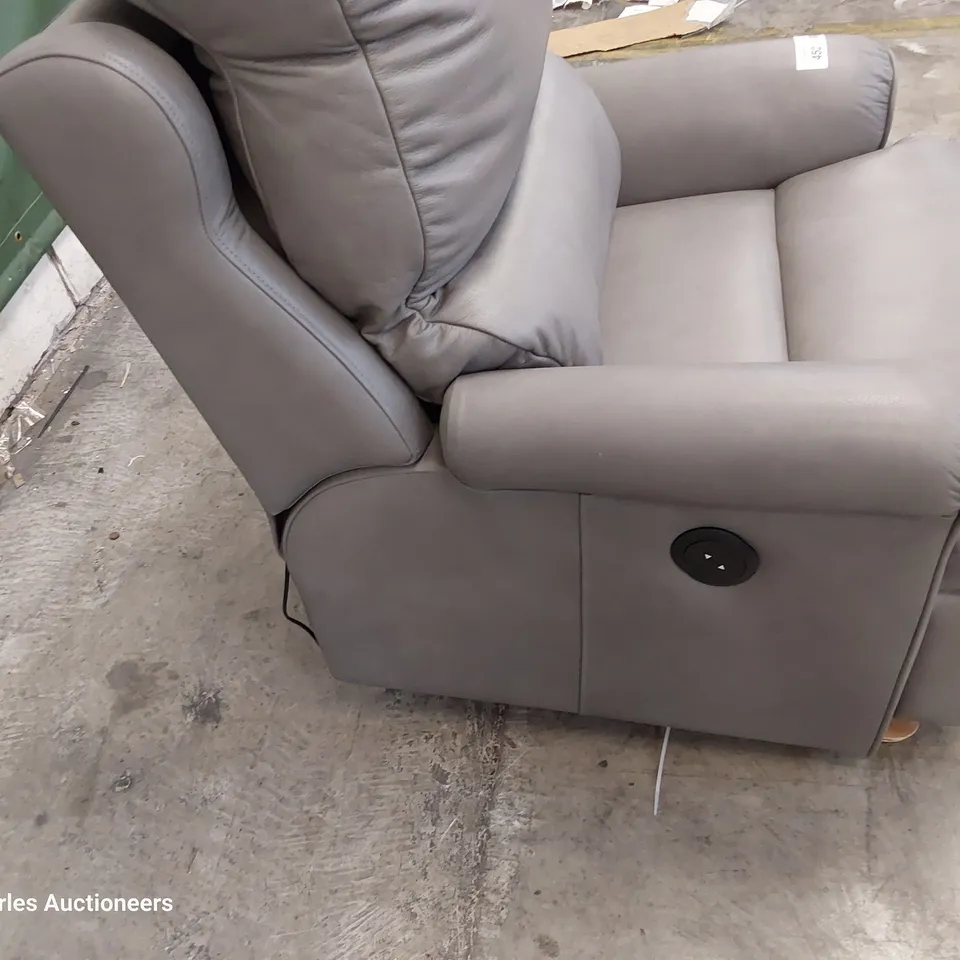QUALITY BRITISH DESIGNER G PLAN NEWMARKET POWER RECLINING EASY CHAIR DALLAS CHARCOAL LEATHER 