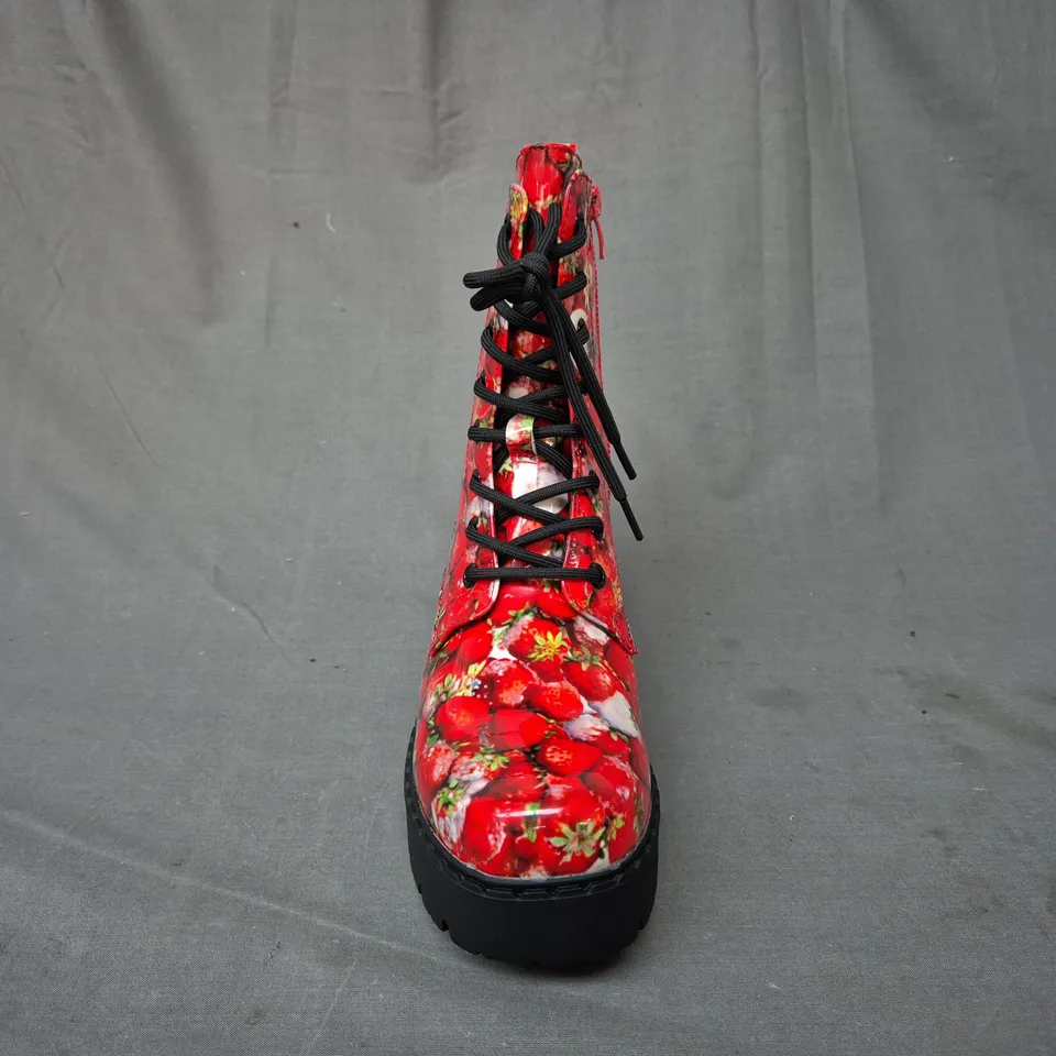 BOXED PAIR OF KOI DECAYING STRAWBERRIES SWITCH BOOTS UK SIZE 6