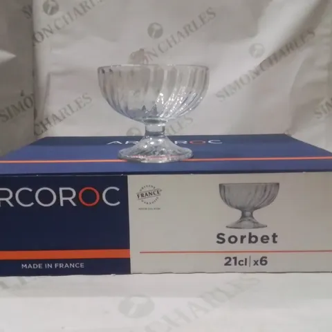 BOXED ARCOROC SORBET GLASSES APPROXIMATELY 6