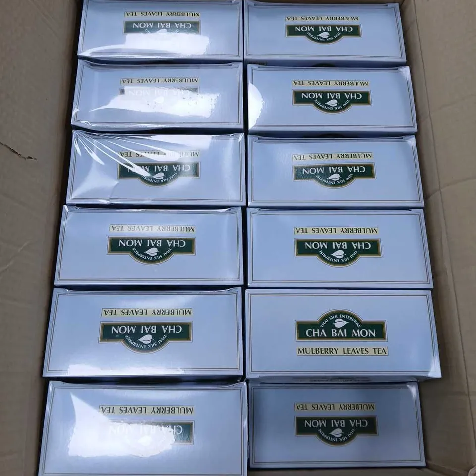 BOX OF APPROXIMATELY 60 SEALED BOXED OF CHAI BAI MON MULBERRY LEAVES TEA BAGS