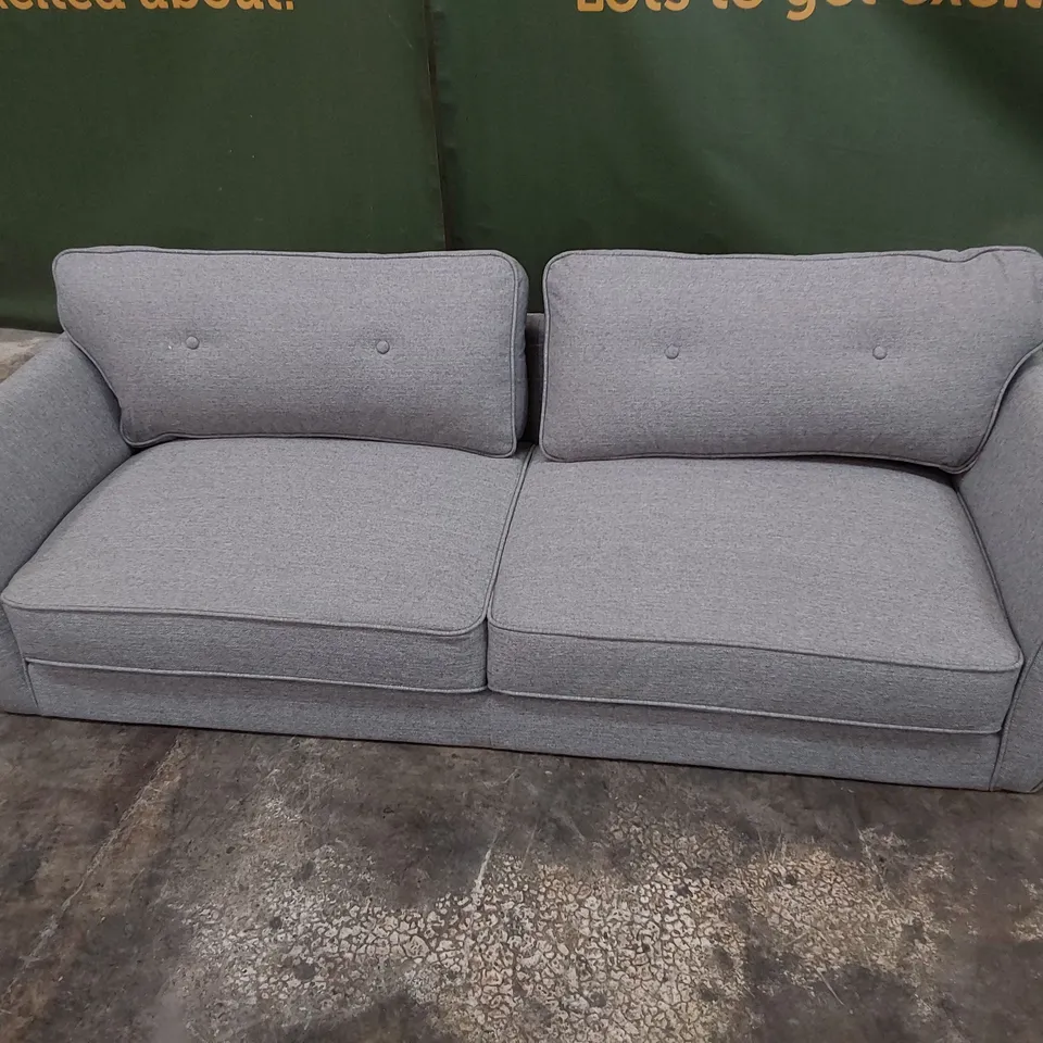 DESIGNER THREE SEATER SOFA GREY FABRIC 