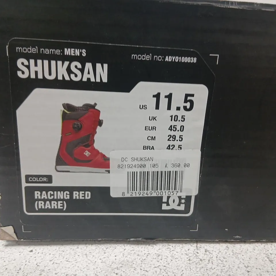 DC SHOES SHUKSAN MEN'S SNOWBOARD BOOTS – RACING RED, UK 10.5 (US 11.5)