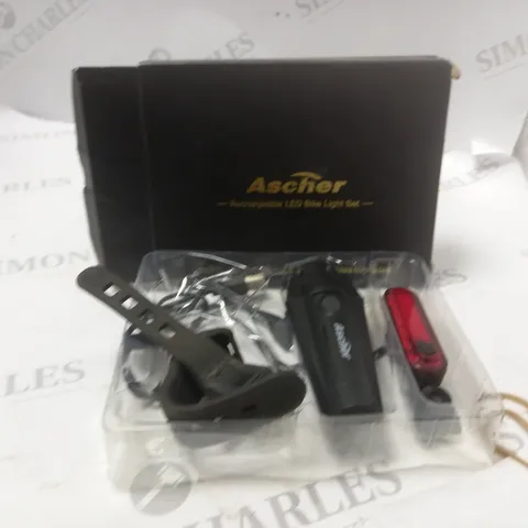 ASCHER RECHARGEABLE LED BIKE LIGHT SET