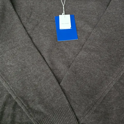 ZARA LONG SLEEVE WOOL-CASHMERE JUMPER IN TAUPE SIZE LARGE