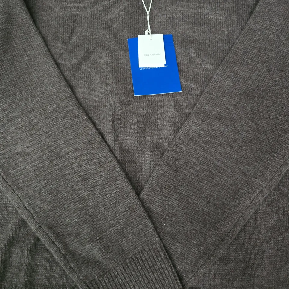 ZARA LONG SLEEVE WOOL-CASHMERE JUMPER IN TAUPE SIZE LARGE