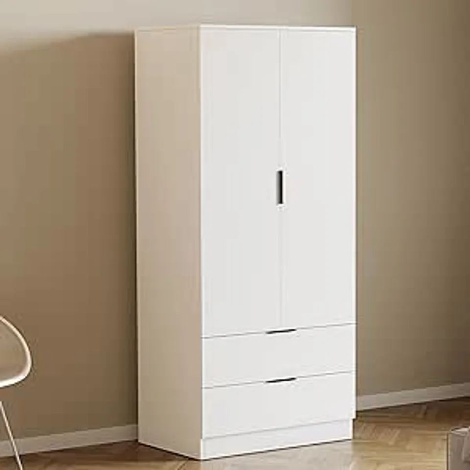 BOXED TREGA 2 DOOR 2 DRAWER WARDROBE - WHITE (2 BOXES)