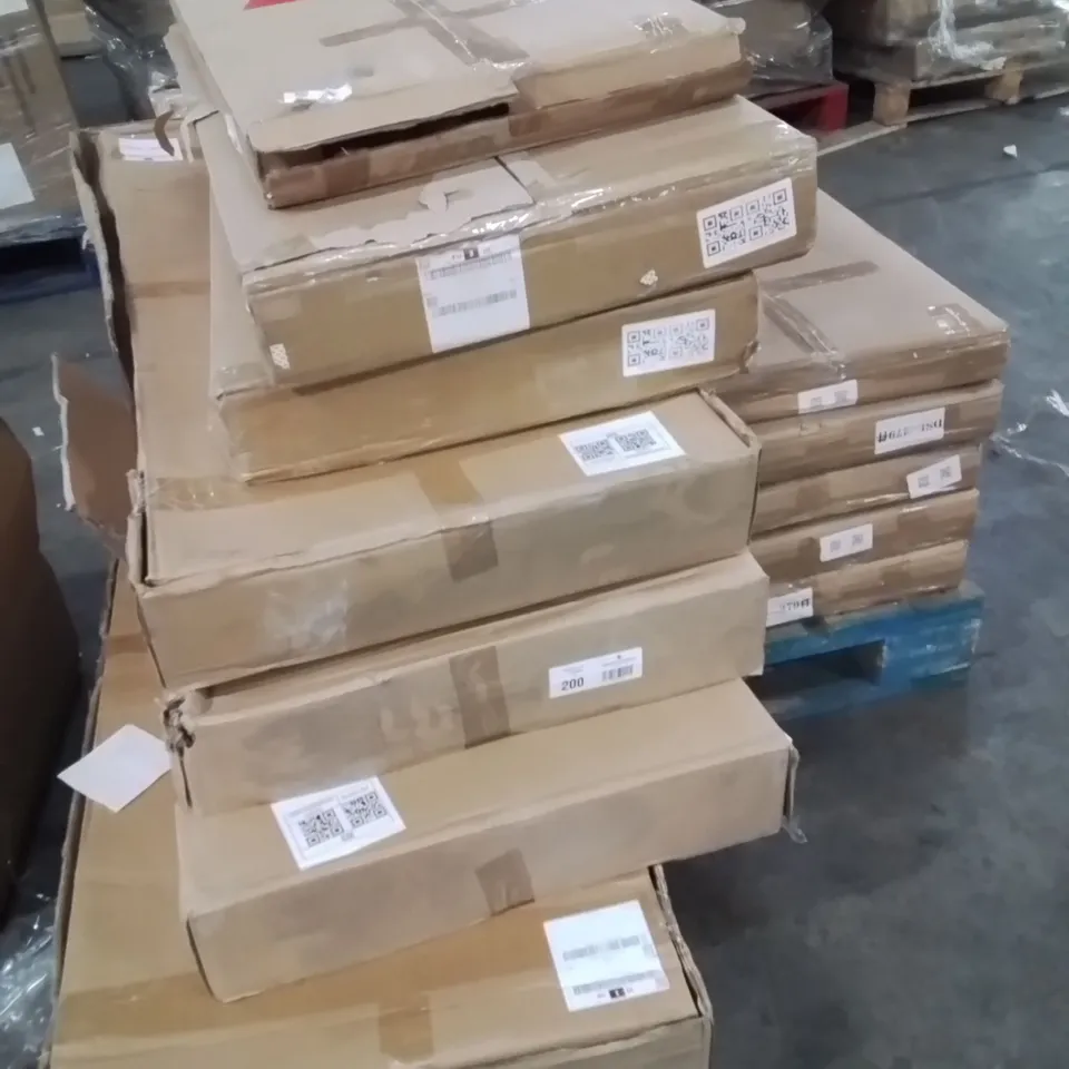 PALLET CONTAINING ASSORTED ITEMS TO INCLUDE: EXERCISE APPARATUS,  DESKS ECT. 