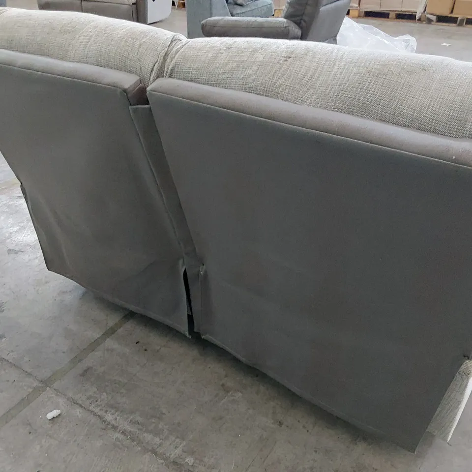 DESIGNER FREYA MANUAL RECLINING TWO SEATER SOFA GREY LEATHER & FABRIC