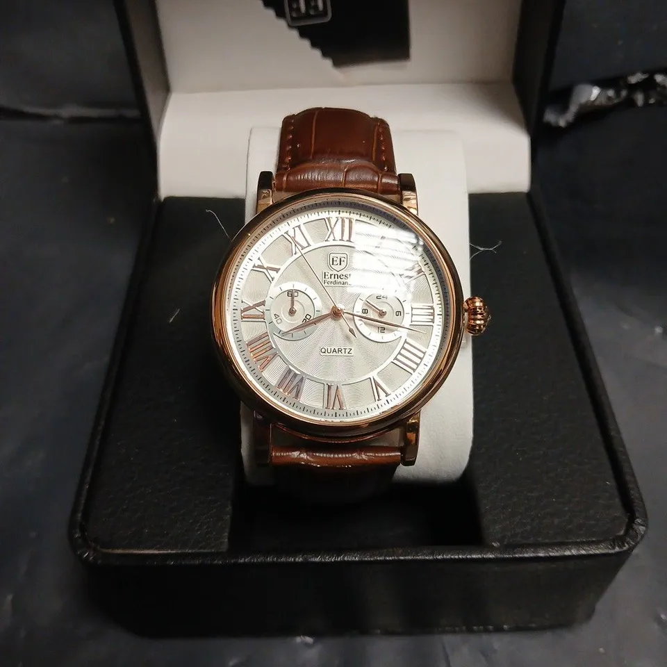 ERNEST FERDINAND QUARTZ WRISTWATCH – BROWN LEATHER STRAP