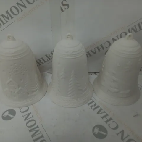 HOME REFLECTIONS SET OF 3 LIGHT UP PORCELAIN BELLS WOODLAND SCENE