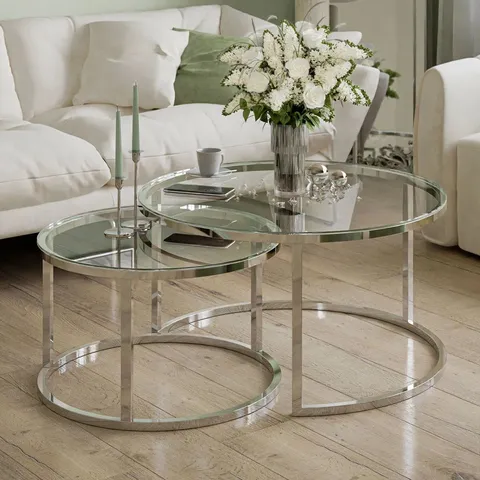 BOXED ALKAIOS 2 PIECE GLASS COFFEE TABLE